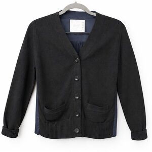 Sacai Wool Cardigan Pleated Accordian Back Sweater Shirt 2333 Cardi hybrid
